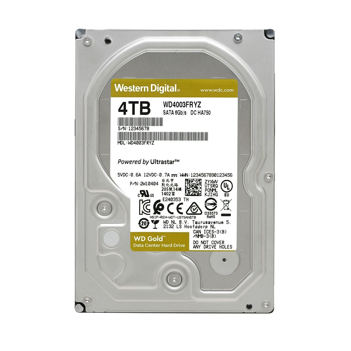 Harddisk Western Digital WD4004FRYZ 3,5" 4 TB SSD 4 TB HDD